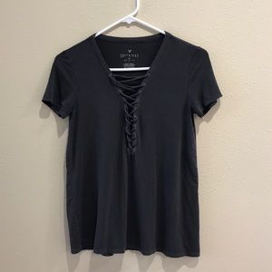 American Eagle- Laced Top- Gray